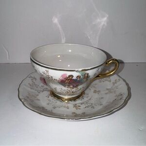 Vintage Arnart Fragonard Courting Couple Tea Cup & Saucer Set | Made in Japan